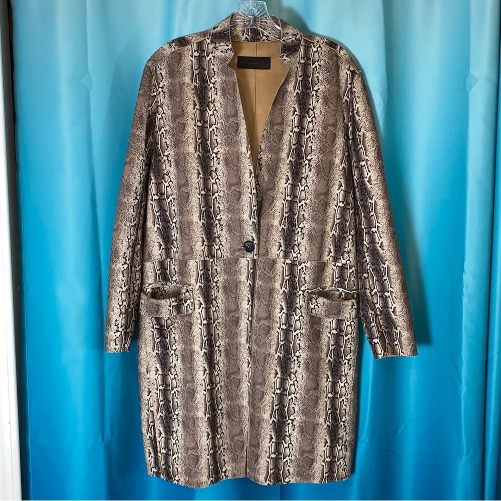 Blank NYC Snakeskin Print Longline Blazer Jacket. Faux Suede. Super Soft. Sz S.